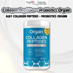 Collagen Thủy Phân Orgain 726g - Bột Collagen Peptides + Probiotics Giúp Tăng Cường Làm Đẹp Da, Tóc và Móng, Không Hương Vị, Mỹ