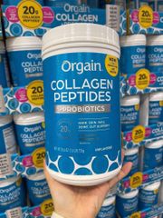 Collagen Thủy Phân Orgain 726g - Bột Collagen Peptides + Probiotics Giúp Tăng Cường Làm Đẹp Da, Tóc và Móng, Không Hương Vị, Mỹ