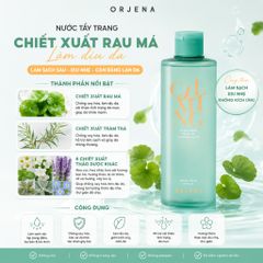 [Tặng mút trang điểm] Nước Tẩy Trang Orjena 300ML Làm Sạch Sâu Bụi Bẩn Dưỡng Ẩm Da Mặt Dịu Nhẹ Cho Mọi Loại Da