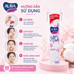 Combo 3 Bông tẩy trang Aura Beauty 120+30 miếng tẩy trang không xơ bông 100% cotton tự nhiên