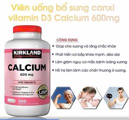 VIÊN UỐNG CANXI KIRKLAND 600MG + D3 500 VIÊN MỸ