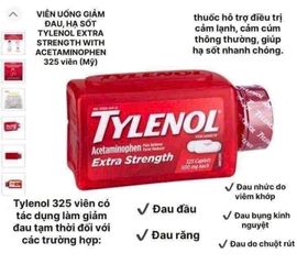 VIÊN UỐNG GIẢM ĐAU HẠ SỐT TYLENOL 290v Mỹ