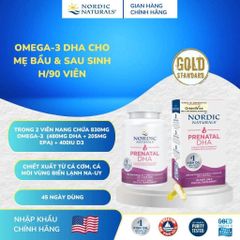 DHA Bầu Nordic Naturals Mỹ (omega 3 ) - Không Tanh, Hộp 90 viên