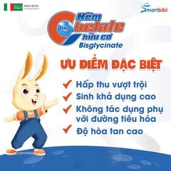 Kẽm chelate hữu cơ Smartbibi ZinC, cải thiện biếng ăn và tăng đề kháng cho trẻ date 12/2028