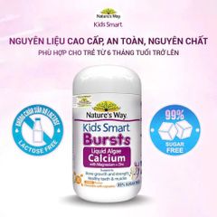 Canxi Tảo Biển Đỏ Viên Nhai Cho Bé Nature’s Way Bursts Calcium – Canxi Magie Kẽm hộp 30 viên date 8/27