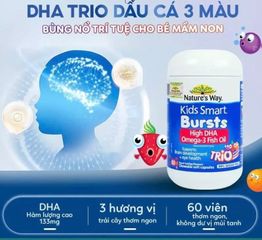 Dầu cá Kids Smart Bursts Omega-3 Fish Oil TRIO – DHA 3 màu ,hương vị trái cây thơm ngon cho bé phát triển trí não