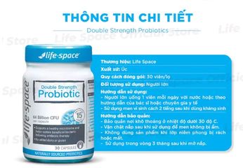 [Nhập khẩu] Men vi sinh Life Space Double Strength 30 viên – Hỗ trợ sức khỏe đường ruột và tăng cường hệ miễn dịch chứa prebiotic