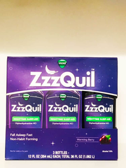hỗ trợ giấc ngủ ban đêm Vicks Nyquil ZzzQuil Nighttime Sleep Aid 354ml x3 (Warming Berry)