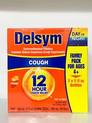 Siro ho Delsym 12 Hour Cough Relief Day or Night 296ml cho người lớn và trẻ em 4+ (vị Cam)