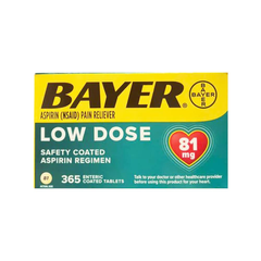 giảm đau và ngăn ngừa nhồi máu cơ tim Bayer Low Dose Aspirin 81mg 365 viên
