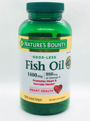 Viên uống dầu cá trợ tim, sáng mắt Nature’s Bounty Fish Oil 1400mg 130 Softgels