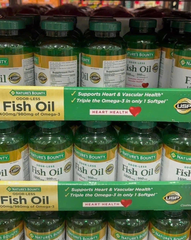 Viên uống dầu cá trợ tim, sáng mắt Nature’s Bounty Fish Oil 1400mg 130 Softgels