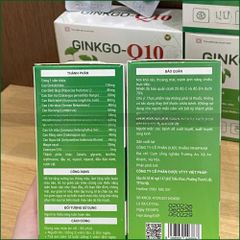 1 HỘP GINKGO-Q10 – VIÊN UỐNG HỖ TRỢ TĂNG CƯỜNG LƯU THÔNG MÁU NÃO, GIẢM ĐAU ĐẦU, CHÓNG MẶT, SUY GIẢM TRÍ NHỚ – HỘP 30 VIÊN. THỰC PHẨM BẢO VỆ SỨC KHỎE CHÍNH HÃNG VINAPHAR.