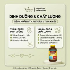 Dầu Cá Omega 3 Nature Made Fish Oil 1200mg (360mg Omega-3) 300 Viên - Nội địa Mỹ