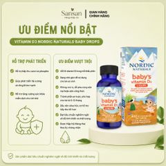 TPBVSK Vitamin D3 Nordic Naturals Baby 400IU Cho Bé Sơ Sinh 22.5ml - Xách tay/ Nhập khẩu