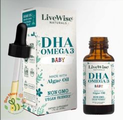 DHA hữu cơ dạng giọt Livewise DHA Omega-3 Baby cho trẻ sơ sinh và trẻ em, 30ml