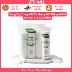 Bông Tẩy Trang MÉERY Meery 205 Miếng 100% Cotton, BTT 125 Miếng