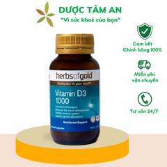 [Nhập khẩu ] Viên uống Herbs of Gold Vitamin D3 1000 Bổ Sung Vitamin D (Lọ 120 Viên)