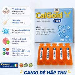 CalGold Plus 20 ống - Canxi hữu cơ cho bé từ 6 tháng - vị thơm ngon dễ uống
