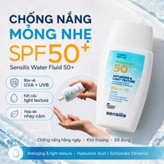 Kem Chống Nắng Sensilis Water Fluid SPF50+ 50ml Dạng Fluid Mỏng Nhẹ, Chống Lão Hóa