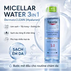 Bộ 3 Eucerin Hyaluron Serum + Xịt Dưỡng Ẩm + Tẩy Trang 3in1, Cấp Ẩm Chăm Da Chính Hãng