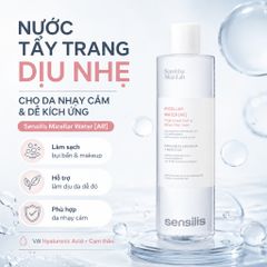 Nước Tẩy Trang Sensilis Micellar Water AR 400ml Dịu Nhẹ Cho Da Nhạy Cảm, Dễ Đỏ Rát