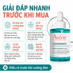 [ 4/27 ] Avène Cleanance AHA 30ml Serum Tẩy Tế Bào Chết Giảm Thâm Sáng Da Dịu Nhẹ Da Nhạy Cảm
