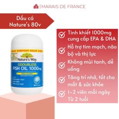 Nature’s Way Odourless Fish Oil 1000mg Úc | Dầu Cá Không Mùi | Omega 3 EPA DHA | 80 Viên 755040
