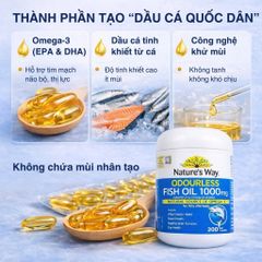 Nature’s Way Odourless Fish Oil 1000mg Úc | Dầu Cá Không Mùi | Omega 3 EPA DHA | 80 Viên 755040
