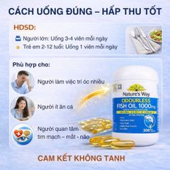 Nature’s Way Odourless Fish Oil 1000mg Úc | Dầu Cá Không Mùi | Omega 3 EPA DHA | 80 Viên 755040
