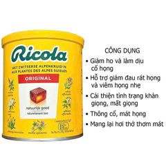 Ricola viên ngậm cổ họng hương thảo tự nhiên - Giảm ho và làm dịu cổ họng, hỗ trợ giảm đau họng, cải thiện tình trạng khàn giọng, thông cổ, mang lại hồi phục thầm lặng.
