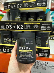 Viên Uống Bổ Sung Vitamin D3+K2 5000IU Plant-Based Sports Research - Hỗ Trợ Sức Khỏe Xương và Miễn Dịch Mỹ