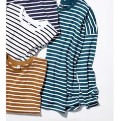 Áo thun cotton kẻ ngang dài tay Uni Nhật