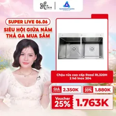 [Võ Hà Linh x Tân Á Đại Thành] Chậu rửa cao cấp Rossi RL320H 2 hố inox 304, bảo hành 5 năm