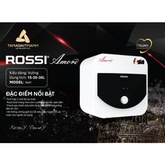 [GIAO LẮP MIỀN BẮC] Bình nóng lạnh gián tiếp Rossi Amore Vuông (15/20/30 Lít) - Chính hãng, Bảo Hành 7 năm