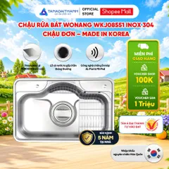Chậu Rửa Bát Wonang WKJ08551 Inox 304 Nhập Khẩu Hàn Quốc Chính Hãng Bảo Hành 5 Năm