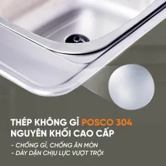 Chậu Rửa Bát Wonang WKJ08551 Inox 304 Nhập Khẩu Hàn Quốc Chính Hãng Bảo Hành 5 Năm