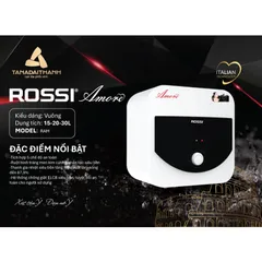 [GIAO LẮP MIỀN BẮC] Bình Nước Nóng Gián Tiếp Rossi Amore Dáng Vuông Dung Tích 15L 20L 30L - Chính hãng