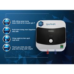 [GIAO LẮP MIỀN BẮC] Bình nóng lạnh gián tiếp Rossi Saphir Vuông (15/20/30 Lít) - Chính hãng, Bảo Hành 7 năm