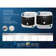 [GIAO LẮP MIỀN BẮC] Bình nóng lạnh gián tiếp Rossi Saphir Vuông (15/20/30 Lít) - Chính hãng, Bảo Hành 7 năm