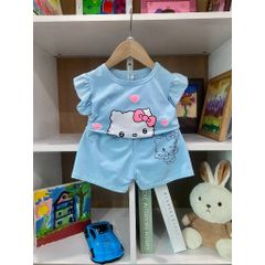 Bộ thun cotton cánh tiên bèo hello kitty xinh xắn dễ thương mát mẻ mùa hè cho bé gái