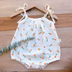 Bodysuit đũi buộc dây vai hoa nhí xinh xắn dễ thương vintage hàn quốc mùa hè cho bé gái