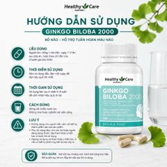 Viên Bổ Não Healthy Care Ginkgo Biloba 2000mg Tăng Cường Trí Nhớ, Giảm Đau Đầu, Lưu Thông Máu Não 100 Viên _Bee Mart
