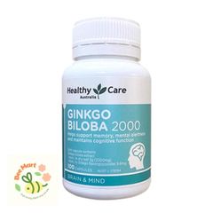 Viên Bổ Não Healthy Care Ginkgo Biloba 2000mg Tăng Cường Trí Nhớ, Giảm Đau Đầu, Lưu Thông Máu Não 100 Viên _Bee Mart