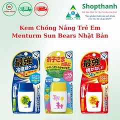 Kem Chống Nắng Cho Bé Menturm Sun Bears Chính Hãng Nhật Bản 30gr Cho Da Nhạy Cảm, Không Cồn Dịu Nhẹ