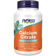 Viên Uống NOW FOODS Calcium Citrate Bổ Sung Canxi Và Chất Khoáng Giúp Xương Chắc Khỏe Lọ 100 viên Date Xa NK