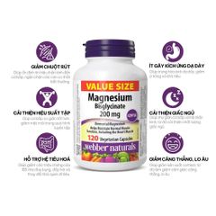 Viên Uống Webber Naturals Magnesium Bisglycinate 200mg - Bổ Sung Magie Hữu Cơ Cho Sức Khỏe - Tem Nhập Khẩu Chính Hãng 756449