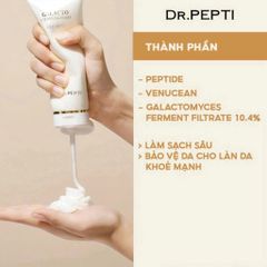 Sữa Rửa Mặt Tạo Bọt Dr.Pepti Galacto Cleansing Foam 110ml làm sạch sâu giữ ẩm cải thiện thâm sạm