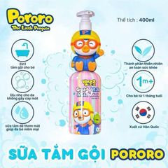 Sữa tắm gội xả 3 in 1 PORORO 400ML HÀN QUỐC