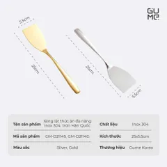 Xẻng lật thức ăn đa năng inox 304 trơn Hàn Quốc GM-D2114S